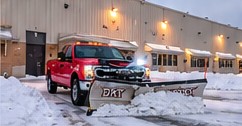 Illustrative red snowplow truck scene 4